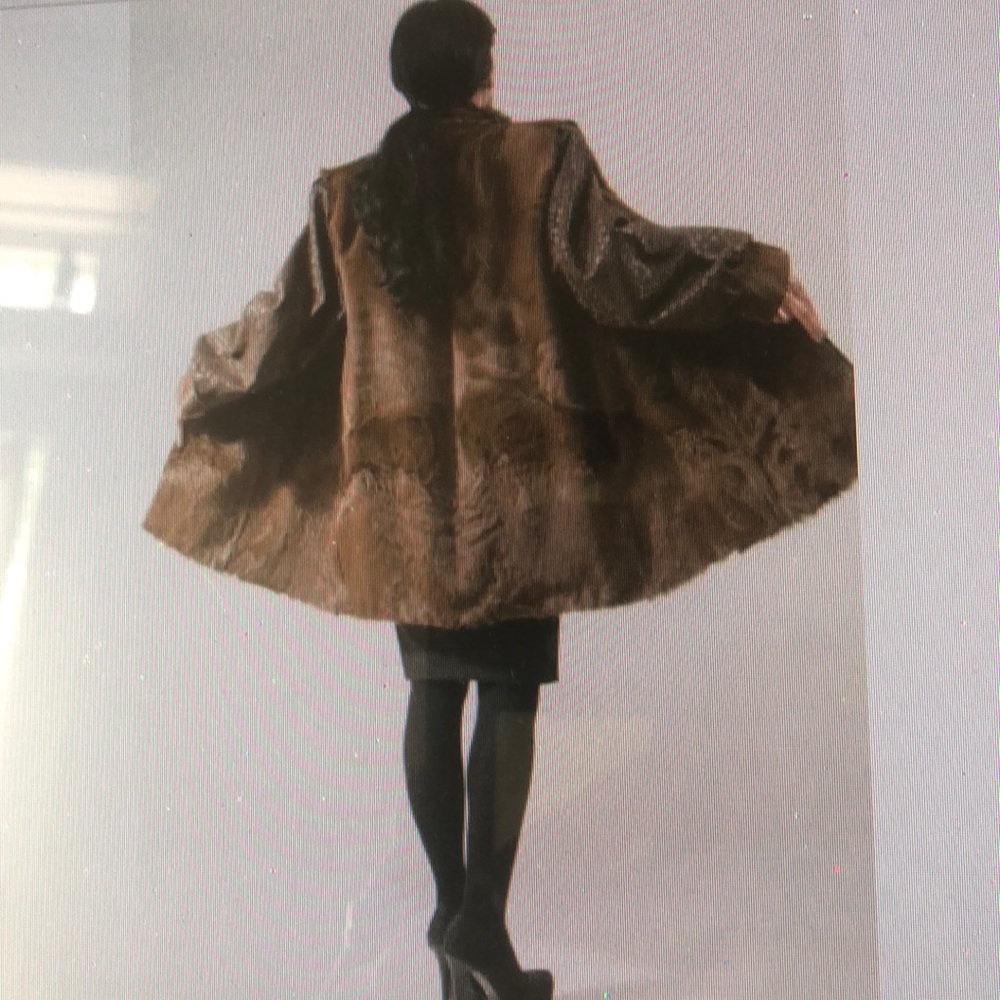Brown Calf Fur Jacket Coat size L